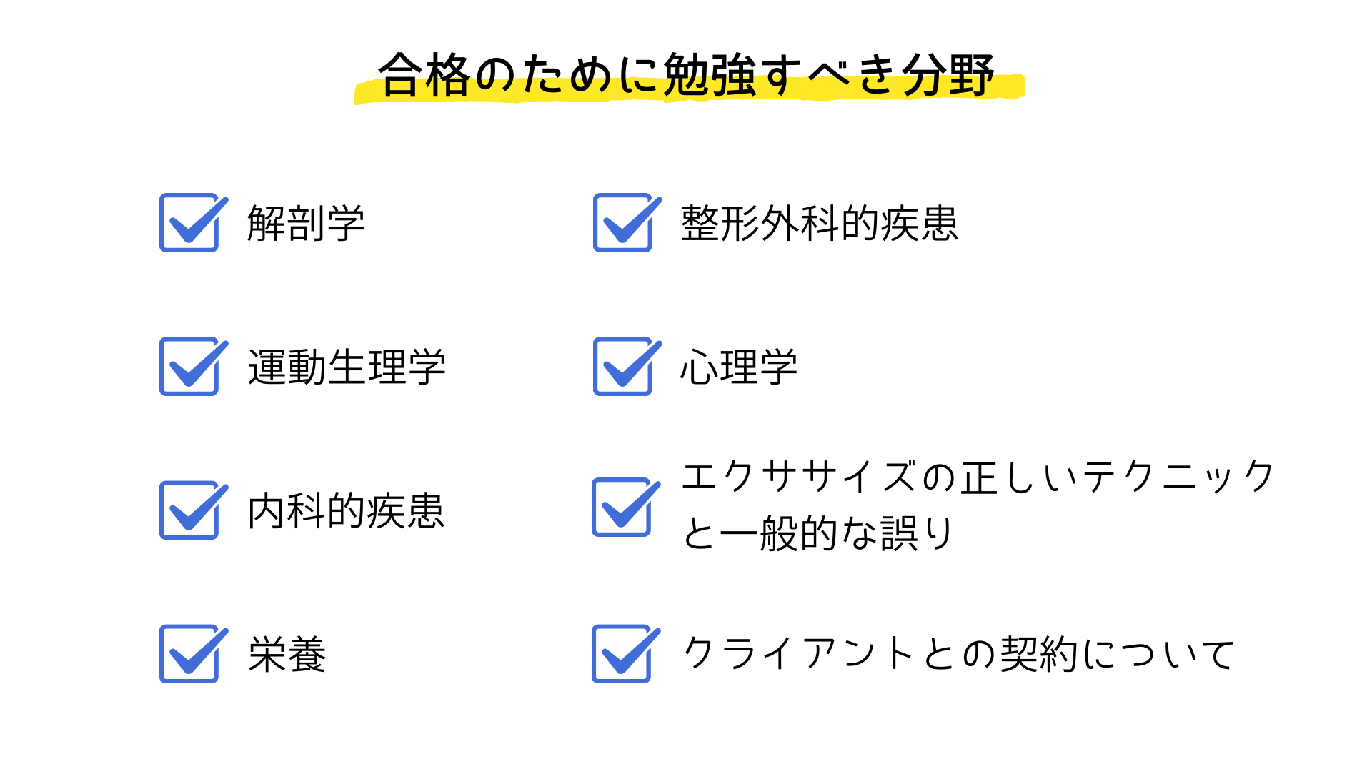 NSCA-CPT合格のために勉強すべき分野